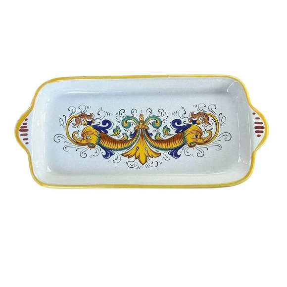 Ceramica Nova Deruta Vintage Ceramic Raffaelesco Design Handled Tray - Picture 1 of 7
